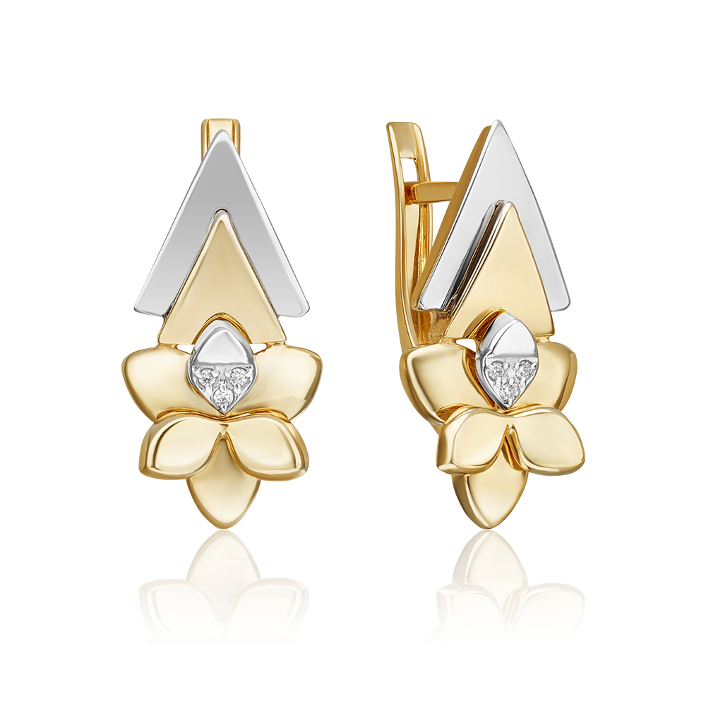 Серьги с английским замком из комбинированного золота с бриллиантами 02-4997-00-101-1121