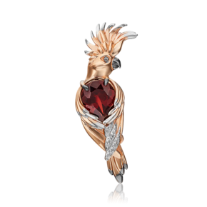 Брошь «Попугай» из красного золота с гранатом и натуральными топазами white 04-0229-00-264-1110-57