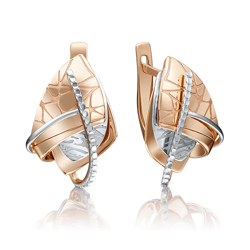 Серьги с английским замком из комбинированного золота 02-4132-00-000-1111-48