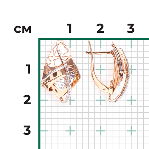 Серьги с английским замком из комбинированного золота 02-4132-00-000-1111-48