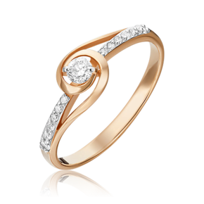 Кольцо из красного золота с фианитами