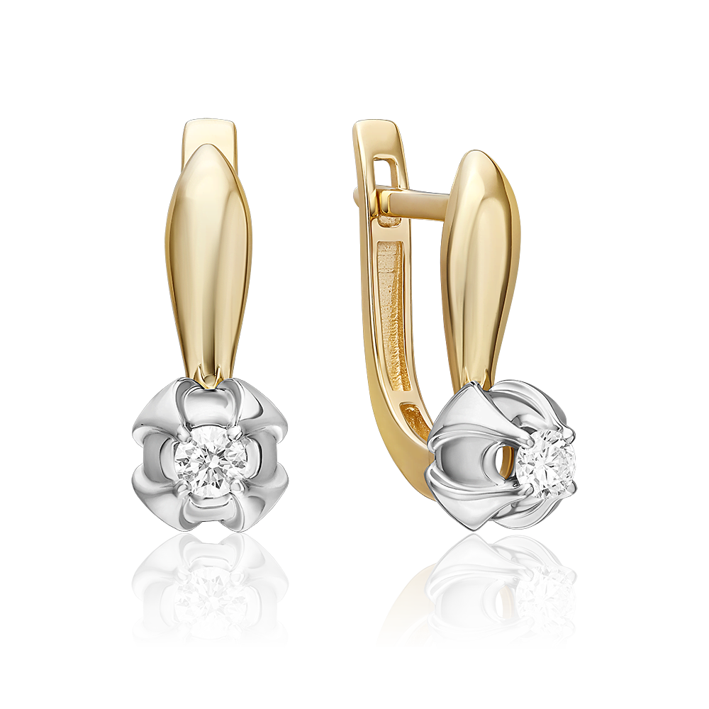 Серьги с английским замком из комбинированного золота с бриллиантом 02-5345-00-101-1121