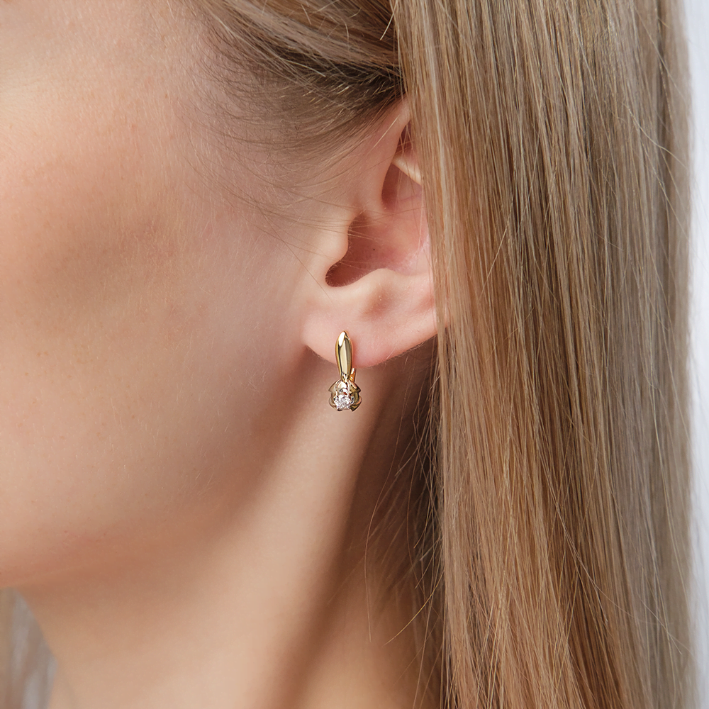 Серьги с английским замком из комбинированного золота с бриллиантом 02-5345-00-101-1121