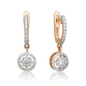 Серьги с английским замком из красного золота с бриллиантами 02-0828-00-101-1110-30