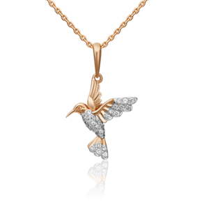Подвеска «Колибри» из красного золота с фианитами 03-3118-00-401-1110-24