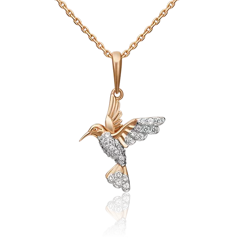 Подвеска «Колибри» из красного золота с фианитами 03-3118-00-401-1110-24