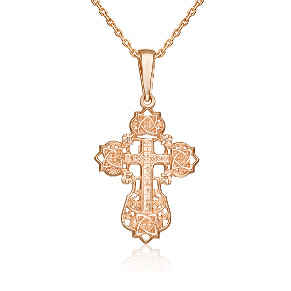 Православный крест из комбинированного золота с фианитами 03-1392-00-401-1111-03