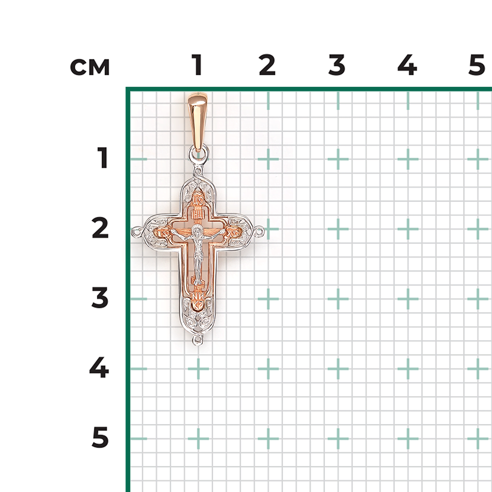 Православный крест из комбинированного золота 03-1394-00-000-1111-02