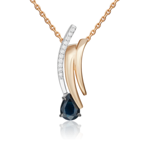 Подвеска из комбинированного золота с сапфиром и бриллиантами 03-3466-00-105-1111