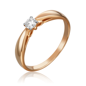Помолвочное кольцо из красного золота с бриллиантом 01-1594-00-101-1110-30