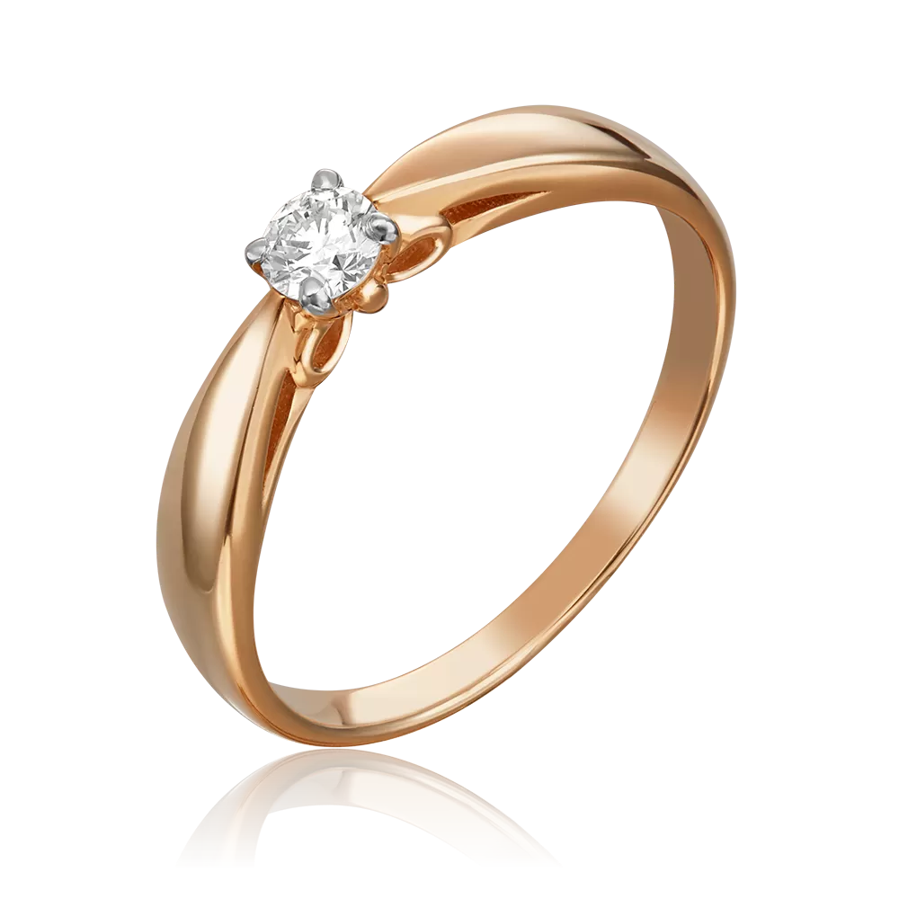 Помолвочное кольцо из красного золота с бриллиантом 01-1594-00-101-1110-30
