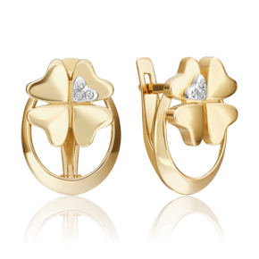 Серьги «Клевер. Незабываемые моменты» из комбинированного золота с бриллиантами 02-4838-00-101-1121