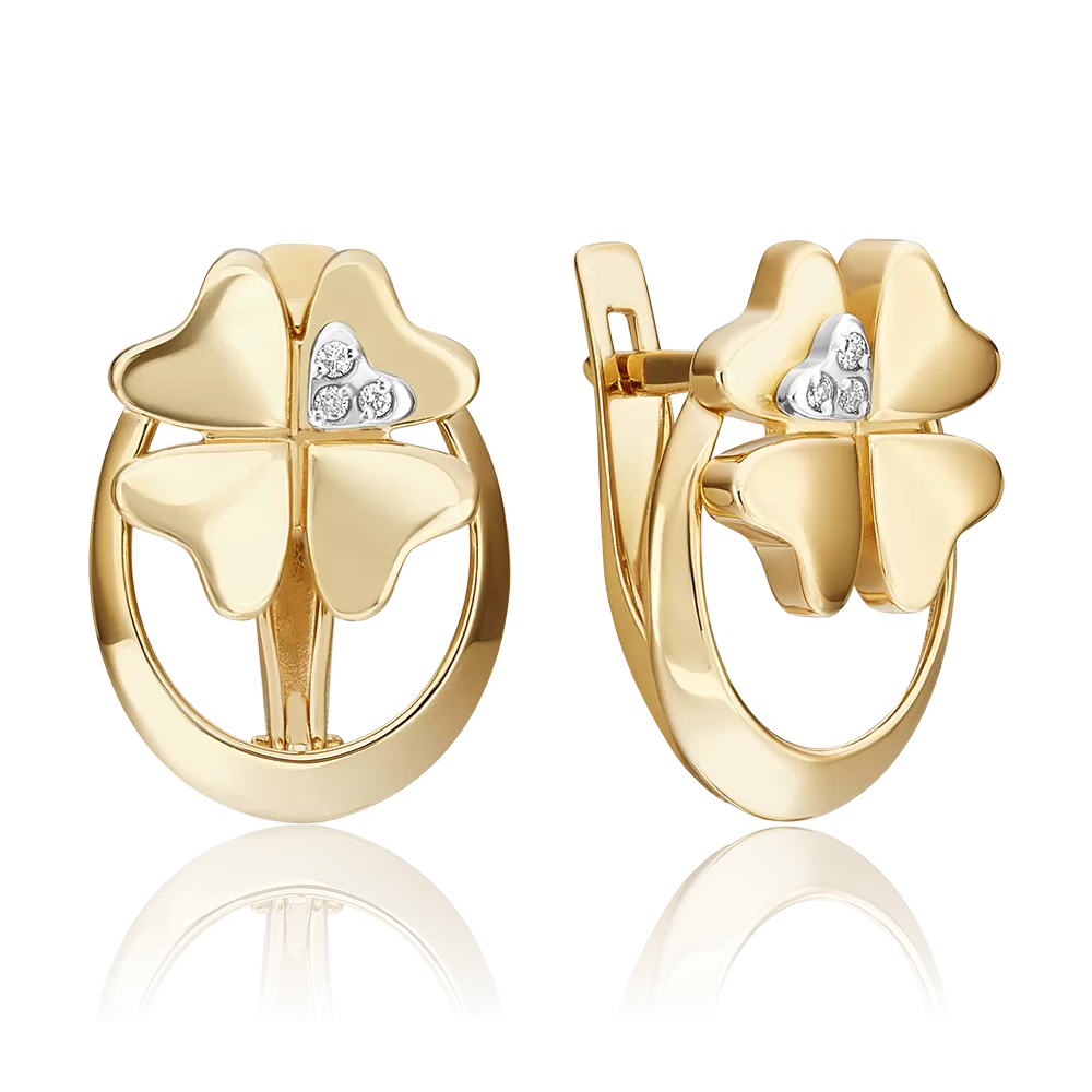 Серьги «Клевер. Незабываемые моменты» из комбинированного золота с бриллиантами 02-4838-00-101-1121