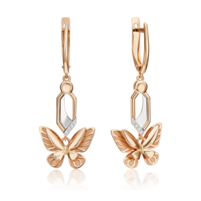 Серьги «Бабочки. Мгновения красоты» с английским замком из комбинированного золота с бриллиантами 02-4812-00-101-1111