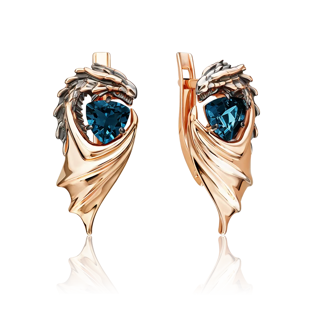 Серьги «Секрет успеха» с английским замком из красного золота с топазом 02-5310-01-201-1110