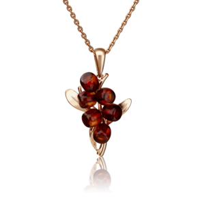 Подвеска «Облепиха» из красного золота с янтарём 03-2917-00-271-1110-46