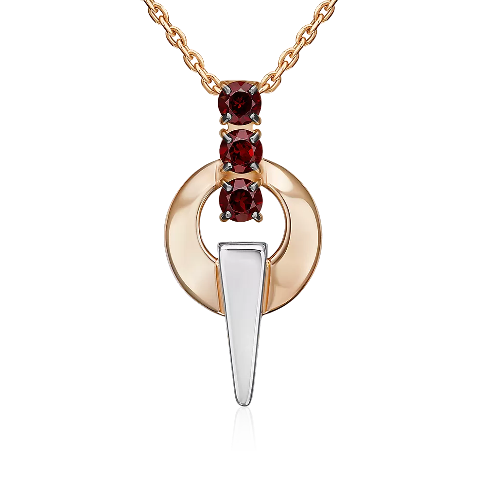 Подвеска из комбинированного золота с гранатами 03-3575-00-204-1111