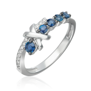 Кольцо из белого золота с сапфирами и бриллиантами 01-5728-00-105-1120