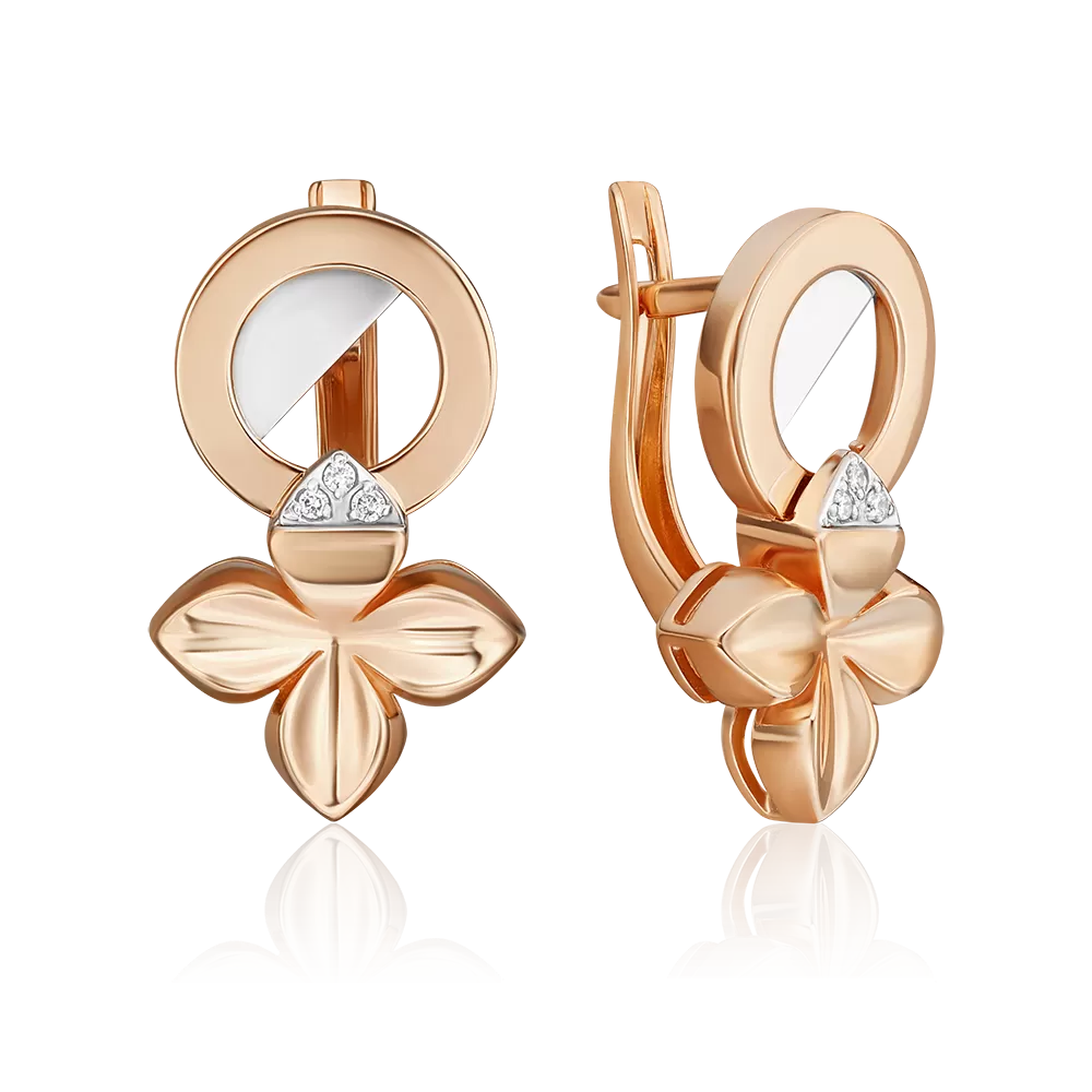 Серьги с английским замком из комбинированного золота с бриллиантами 02-4982-00-101-1111