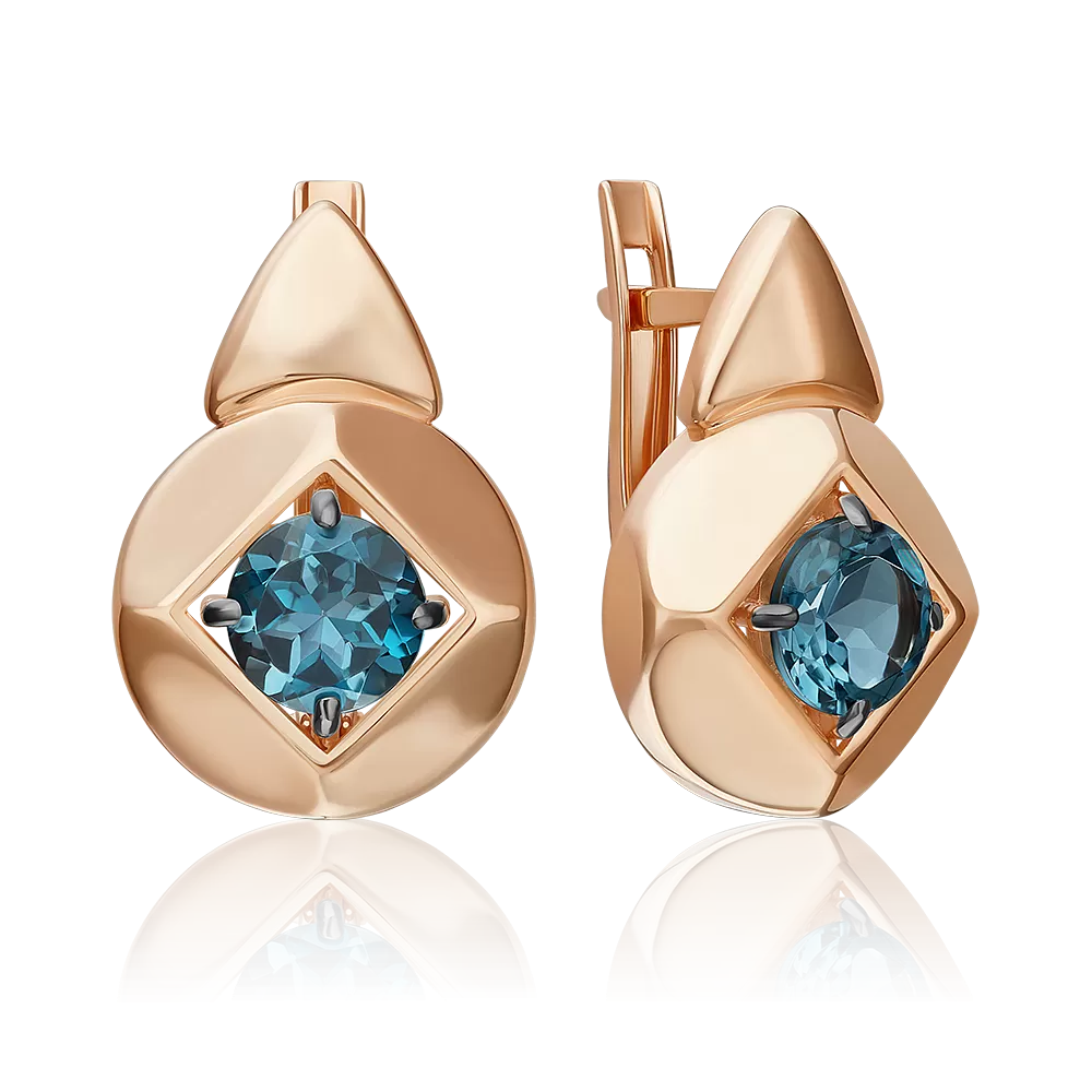 Серьги с английским замком из красного золота с топазом 02-5395-01-201-1110