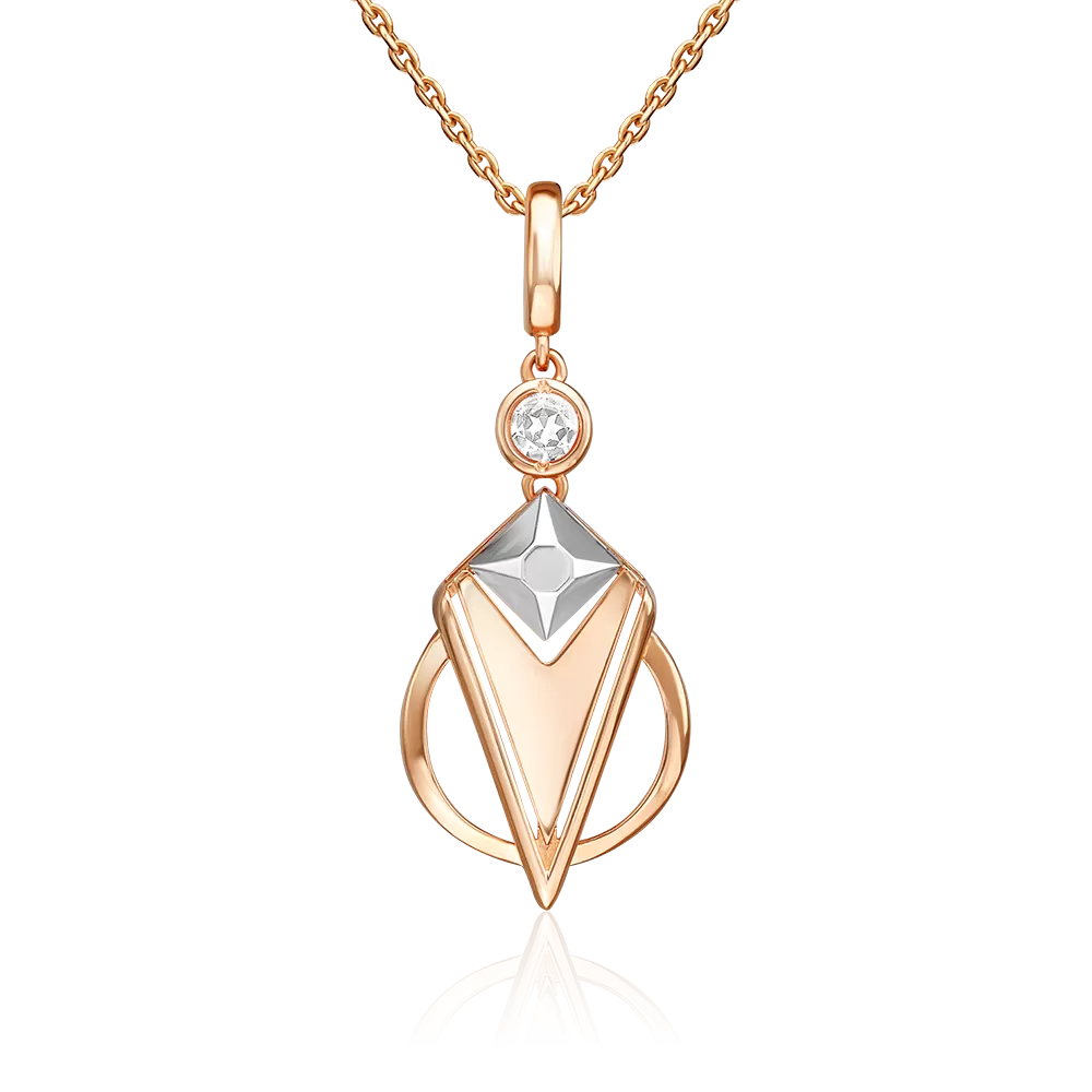 Подвеска из комбинированного золота с натуральным топазом white 03-3375-00-201-1111