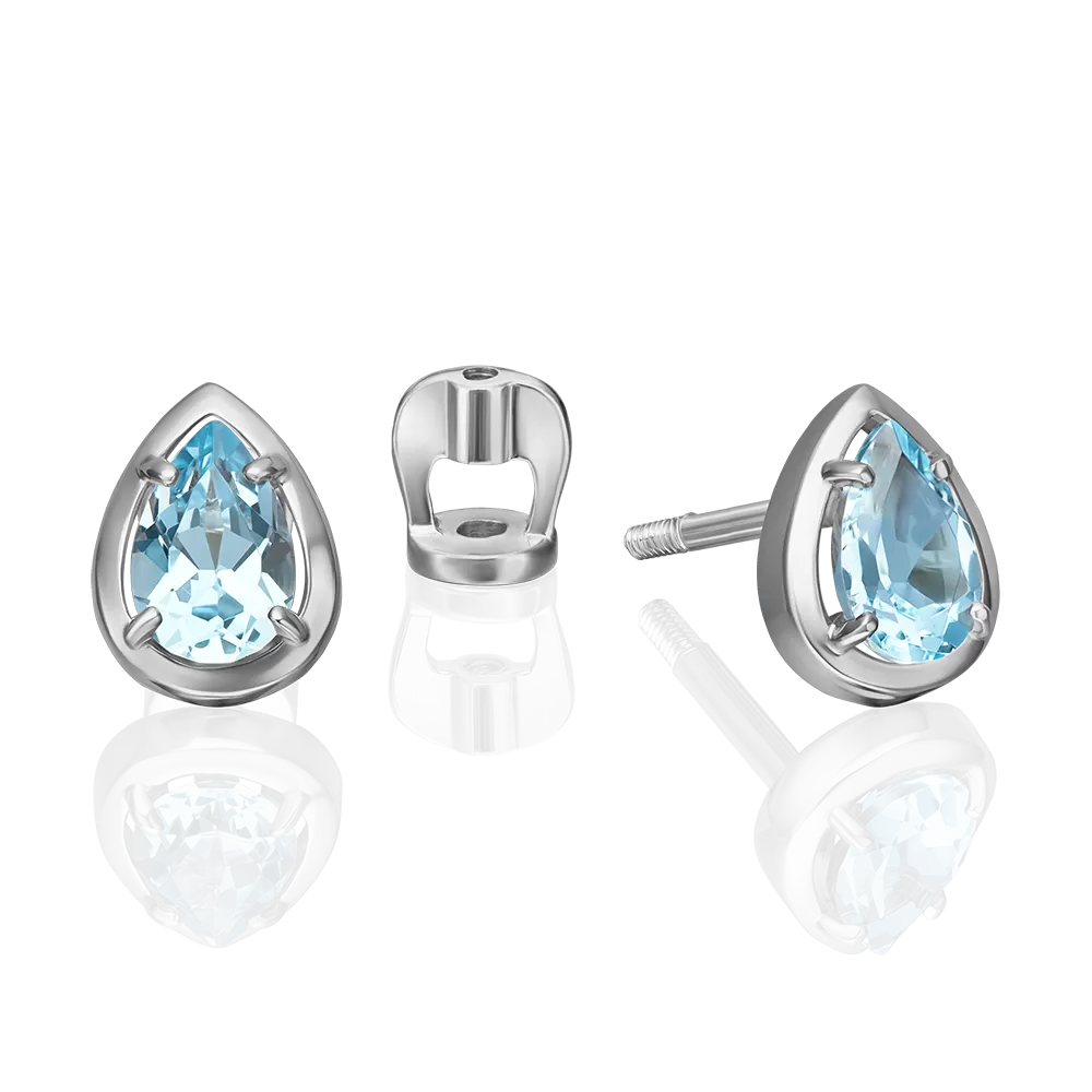 Серьги-пусеты из серебра с топазом 02-5393-00-201-0200