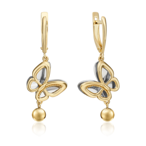Серьги «Бабочки. Мгновения красоты» с английским замком из комбинированного золота 02-4825-00-000-1121