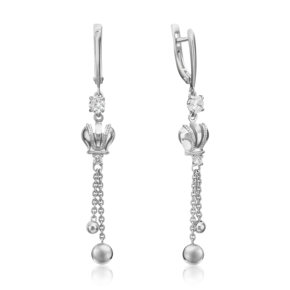 Серьги «Короны» с английским замком из серебра с фианитами 02-4522-00-401-0200-69