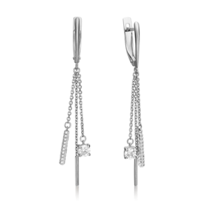 Серьги с английским замком из белого золота с фианитом 02-4312-00-501-1120-38