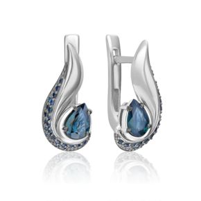 Серьги с английским замком из белого золота с сапфирами 02-5229-00-102-1120