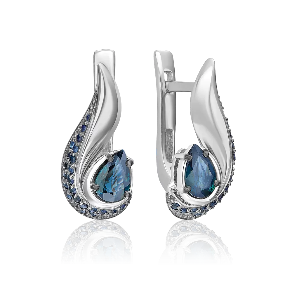 Серьги с английским замком из белого золота с сапфирами 02-5229-00-102-1120