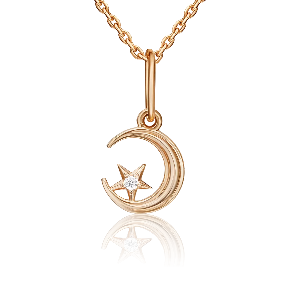 Мусульманская подвеска из красного золота с фианитом 03-2191-00-401-1110-03