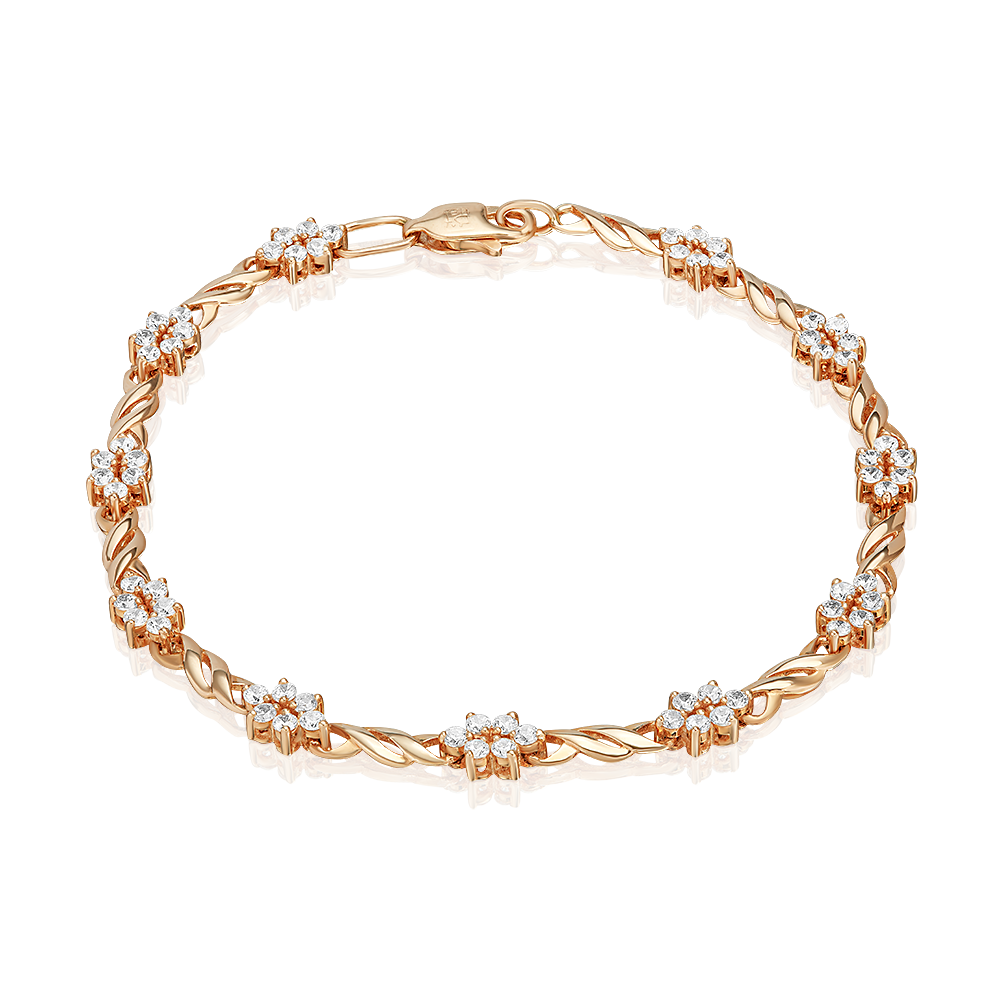 Браслет из красного золота с фианитами 05-0504-00-401-1110-24