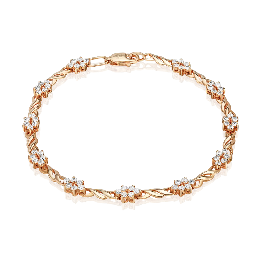 Браслет из красного золота с фианитами 05-0504-00-401-1110-24