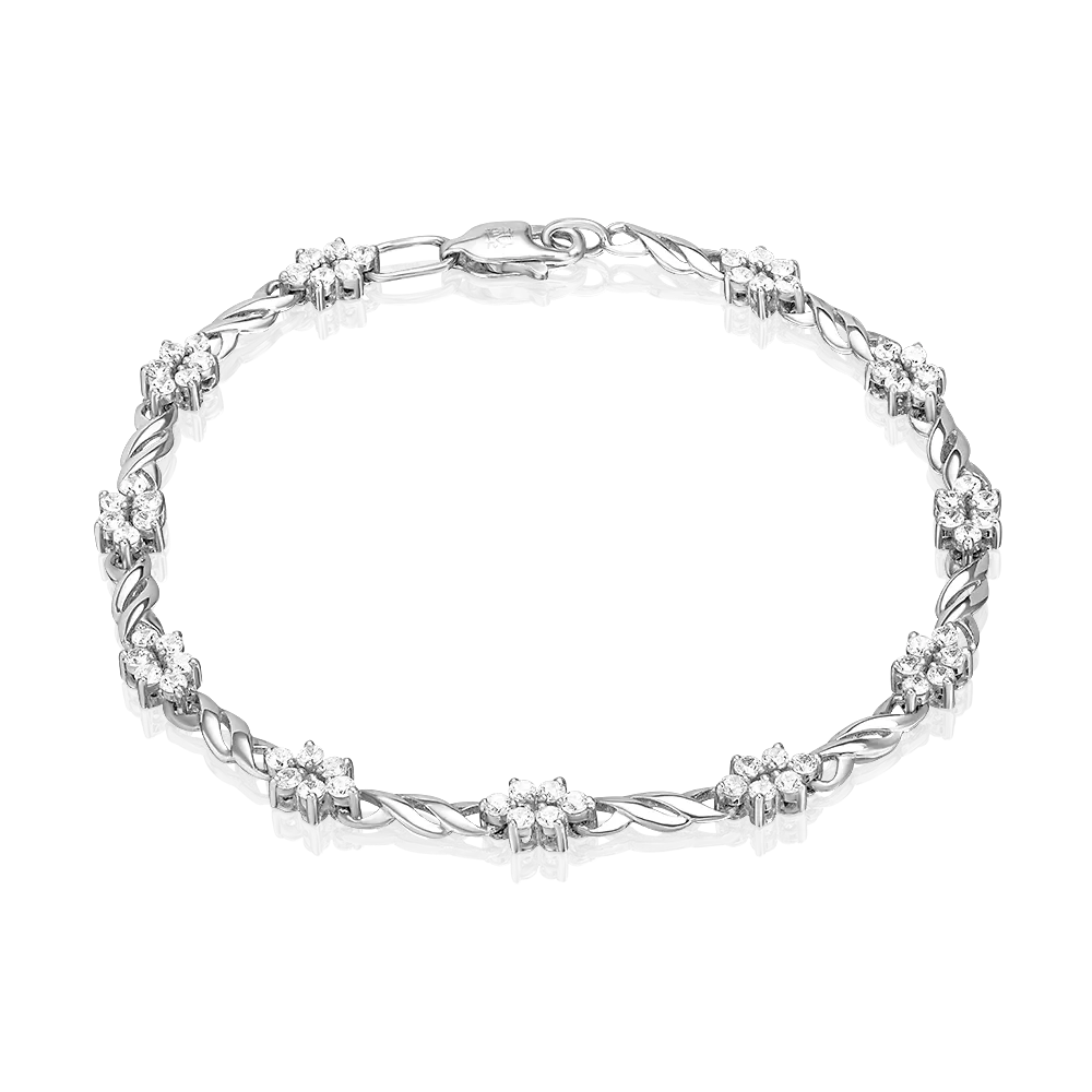 Браслет из белого золота с фианитами 05-0504-00-401-1120-24