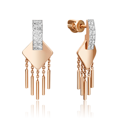 Серьги-пусеты из красного золота с фианитами 02-4516-00-401-1110-48