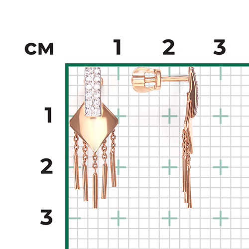 Серьги-пусеты из красного золота с фианитами 02-4516-00-401-1110-48