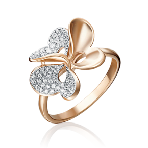 Кольцо «Клевер» из красного золота с фианитами 01-4707-00-401-1110-33