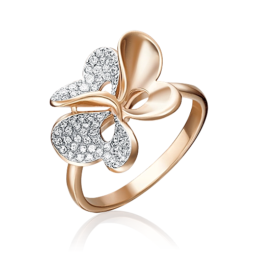 Кольцо «Клевер» из красного золота с фианитами 01-4707-00-401-1110-33