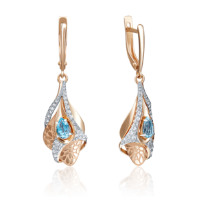 Серьги с английским замком из красного золота с топазом и натуральными топазами white 02-4157-00-201-1110-57