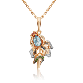 Подвеска «Ирис» из красного золота с миксом камней и эмалью 03-3151-00-713-1110-57