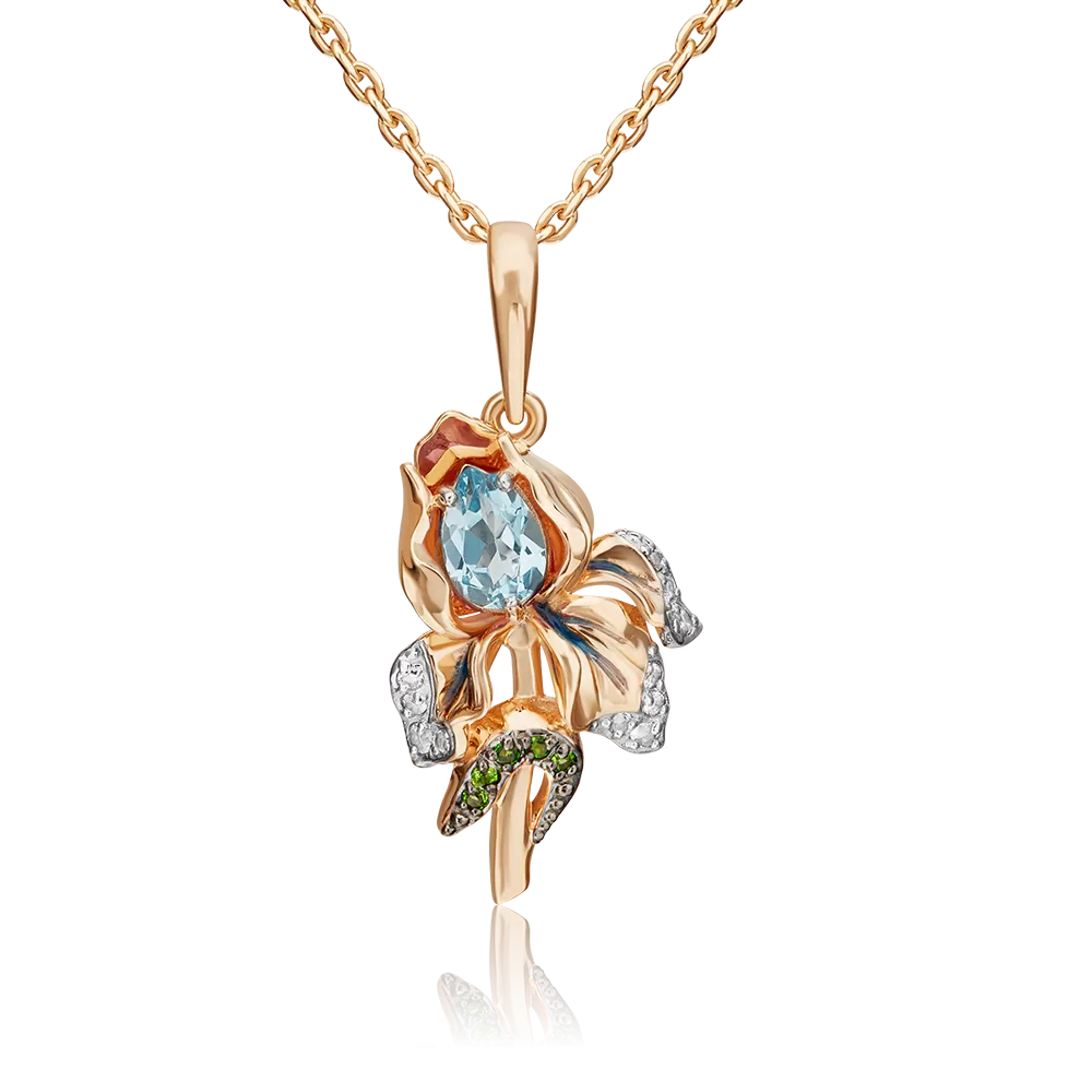 Подвеска «Ирис» из красного золота с миксом камней и эмалью 03-3151-00-713-1110-57