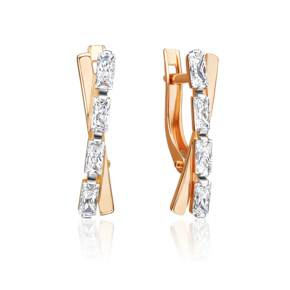 Серьги с английским замком из красного золота с фианитами 02-5582-00-401-1110