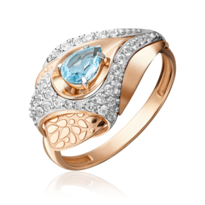 Кольцо из красного золота с топазом и натуральными топазами white 01-5167-00-201-1110-57