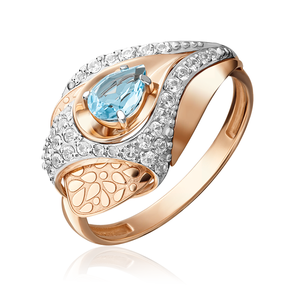 Кольцо из красного золота с топазом и натуральными топазами white 01-5167-00-201-1110-57