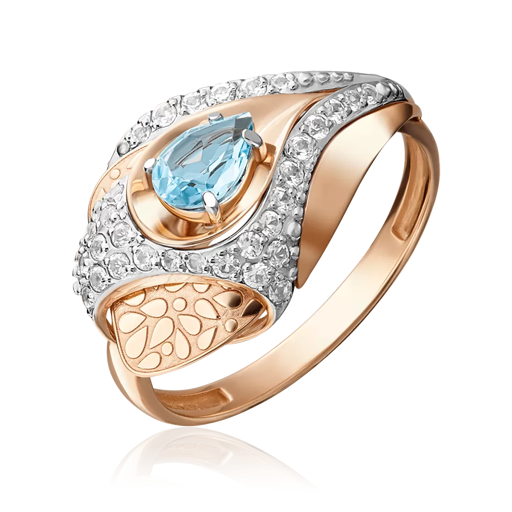 Кольцо из красного золота с топазом и натуральными топазами white 01-5167-00-201-1110-57