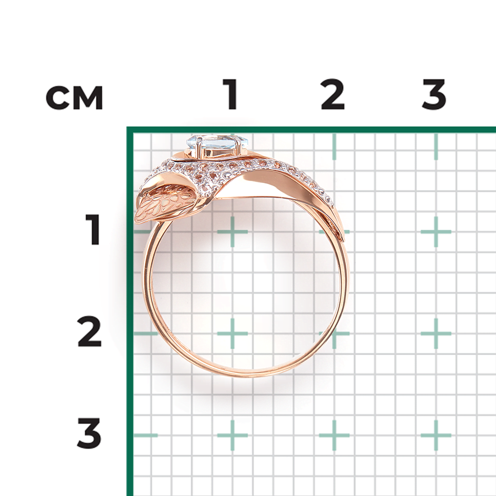 Кольцо из красного золота с топазом и натуральными топазами white 01-5167-00-201-1110-57