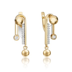 Серьги «Стильная фантазия» из комбинированного золота с натуральными топазами white 02-4826-00-201-1121