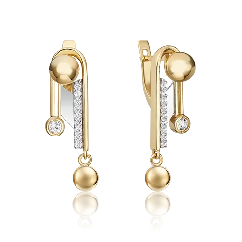 Серьги «Стильная фантазия» из комбинированного золота с натуральными топазами white 02-4826-00-201-1121