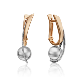 Серьги с английским замком из комбинированного золота 02-4551-00-000-1111-42